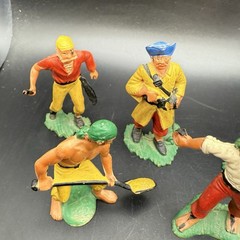 Vintage German Hard Plastic Pirate Figures Lot of 7 Elastolin-Lineol Style