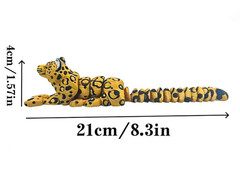 2pcs – 3D Printed Animal Snow Leopard 8.3 inches, Flexible, Gold & White