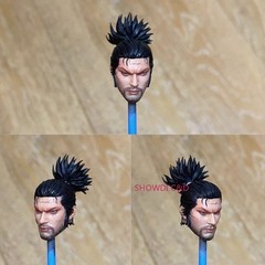 1/12 1/18 Samurai Miyamoto Musashi Head Carving For 6″ 3.75″ Action Figure Body