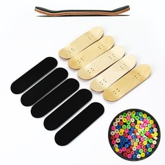 10PCS 30mm x 100mm Fingerboard Wooden Maple Deck & 48pcs Non Bearing Wheels Set