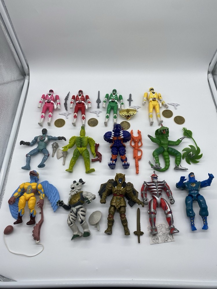 Vintage Power Rangers Figure Lot Flip Head Pink Red Green Yellow Peckster Zedd