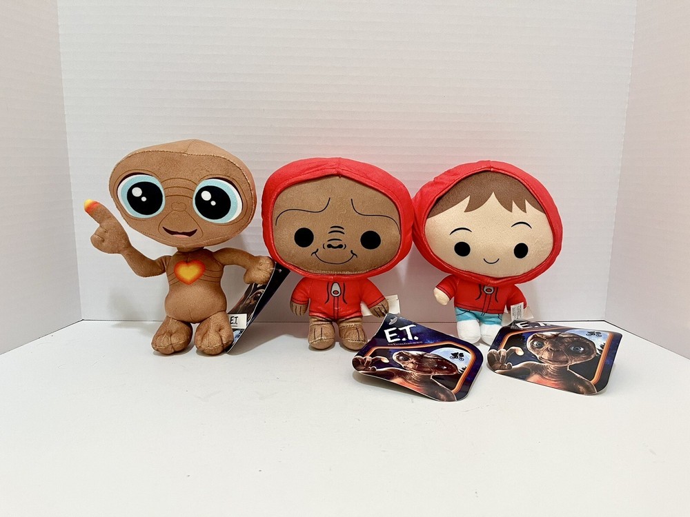 ET Plush Set Elliot Red Hoodie Heart Extraterrestrial Alien 7″ Universal New