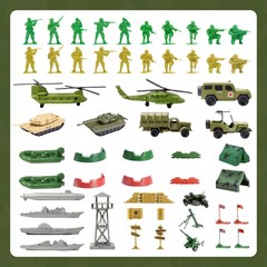 Army Men Military Toys for Boys Age 3-12 124 Pcs Plastic Playset with Soldiers