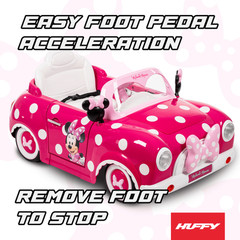 Disney Minnie Mouse Convertible Car 6 Volts Electric Ride-On Ages 3+ Years Huffy