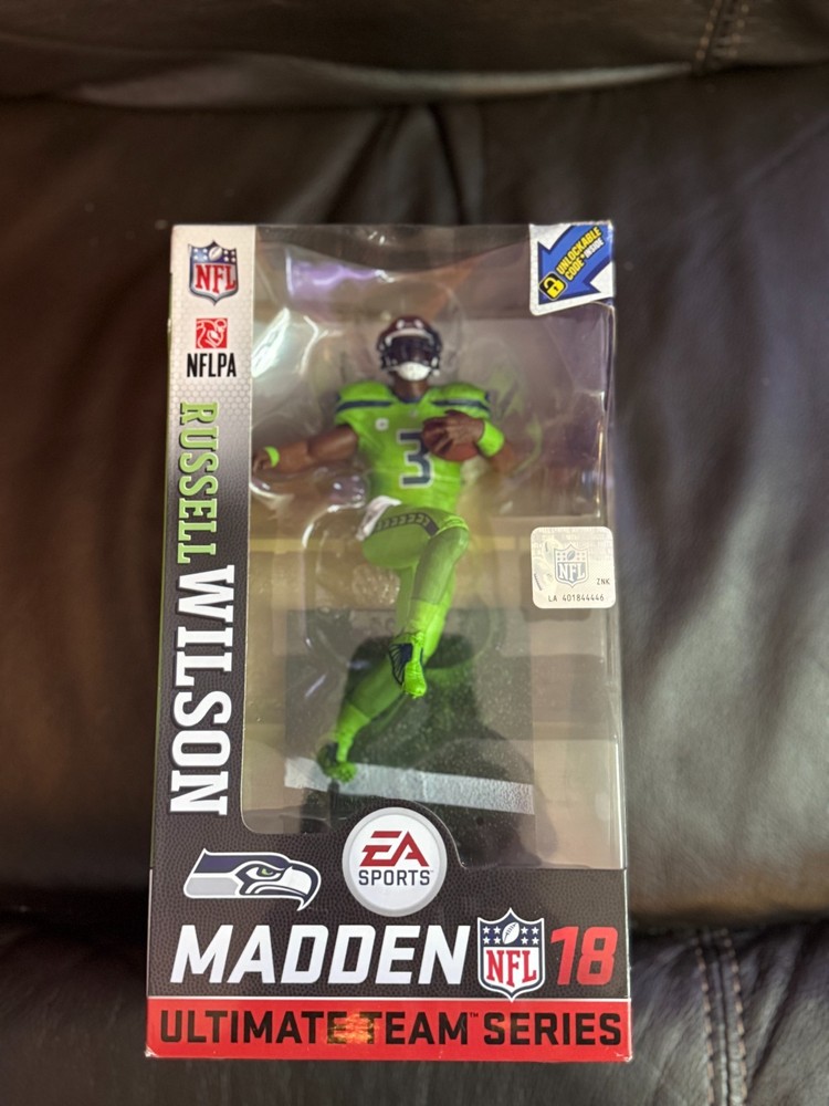 Russell Wilson McFarlane Madden NFL 18 Series – Color Rush Green – Slight Damage