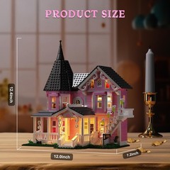 Pink Palace House Building Set with Lights, Halloween Haunted One Size