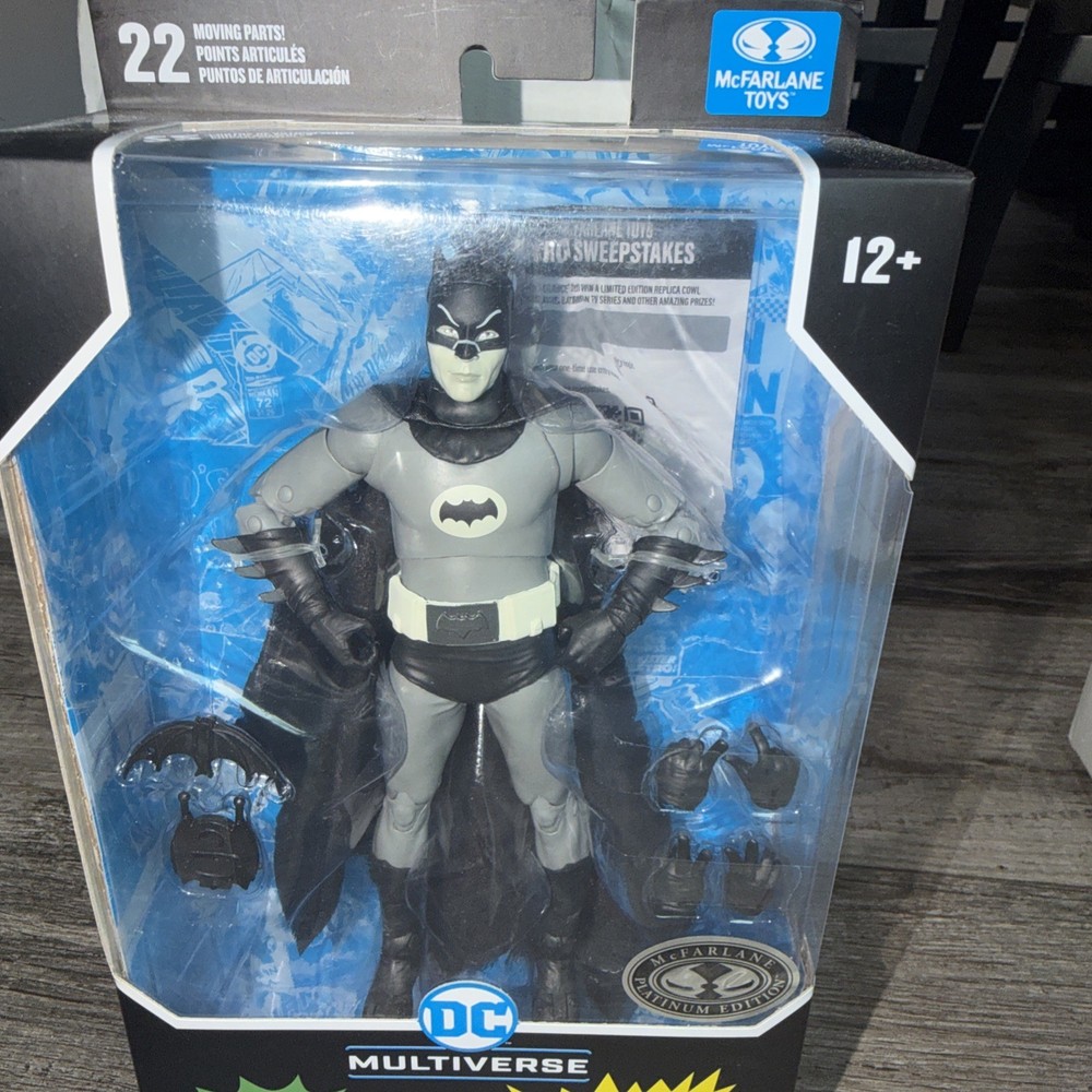 Batman ’66 Adam West McFarlane Multiverse Platinum Edition B&W Chase Figure New