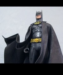 Custom Batman Returns Mcfarlane 1989 Keaton Leather Wired Cape 1/10 NOT fIGURE