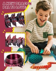12″ 3D Printed Dragon Egg, Cool 3D Printer Articulated Crystal Dragon Toys fo…