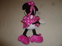 DISNEY MINNIE MOUSE PLUSH DOLL BACKPACK 19″ DARK PINK WHITE POLKA DOT DRESS KID