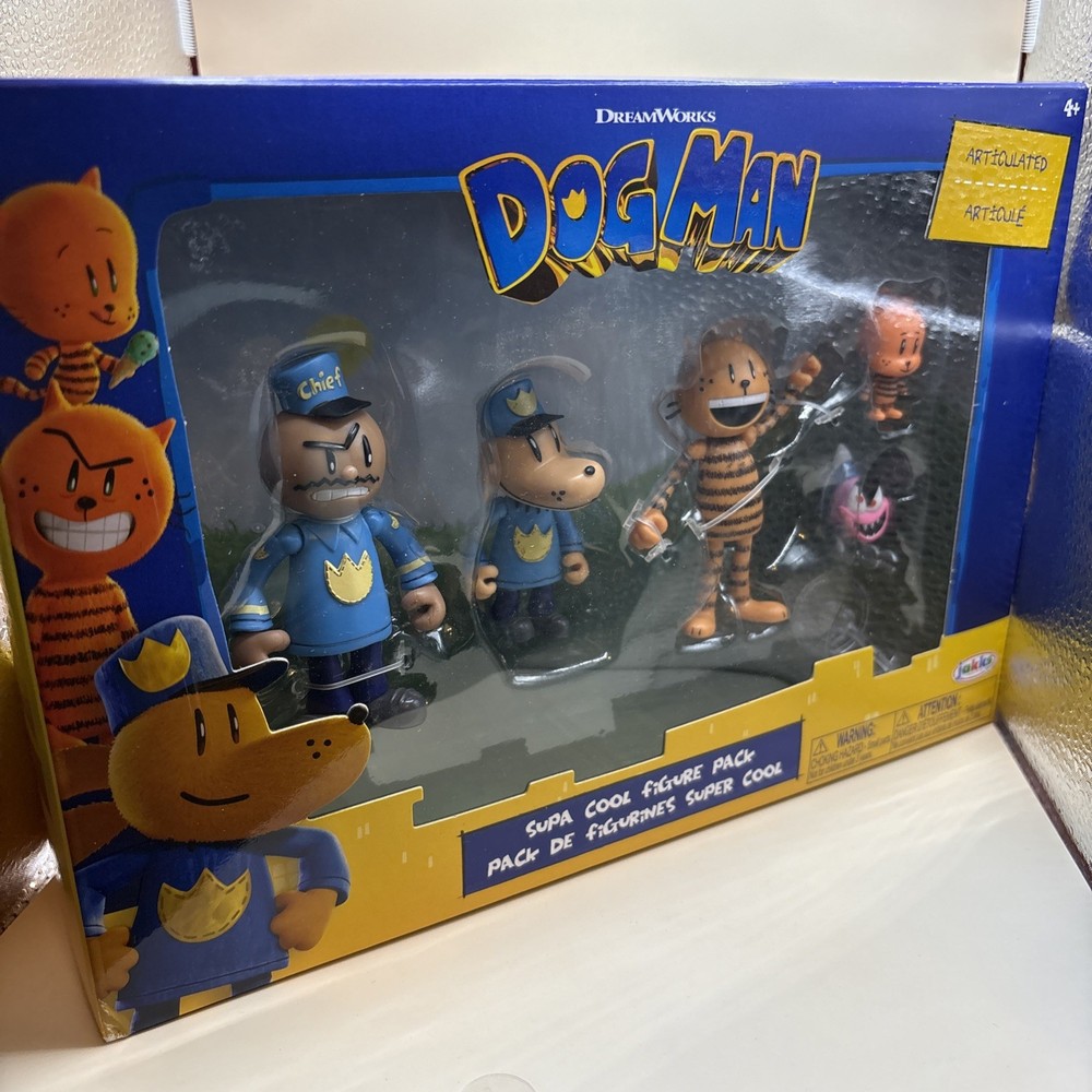 Sealed Dog Man SUPA COOL FIGURE PACK Set of 5 Lil Petey Chief Flippy Jakks