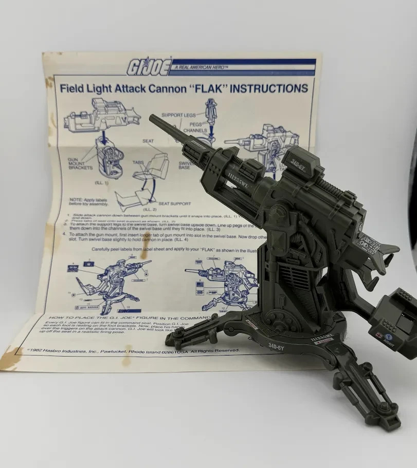 1982 GI Joe FLAK Attack Cannon with Instructions ARAH with Blueprints