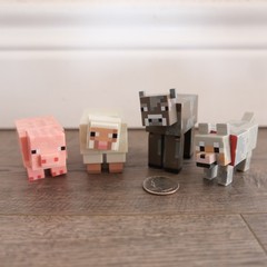 Minecraft Figures Lot Animals Set of 4 Toys Pig Cow sheep wolf !!!