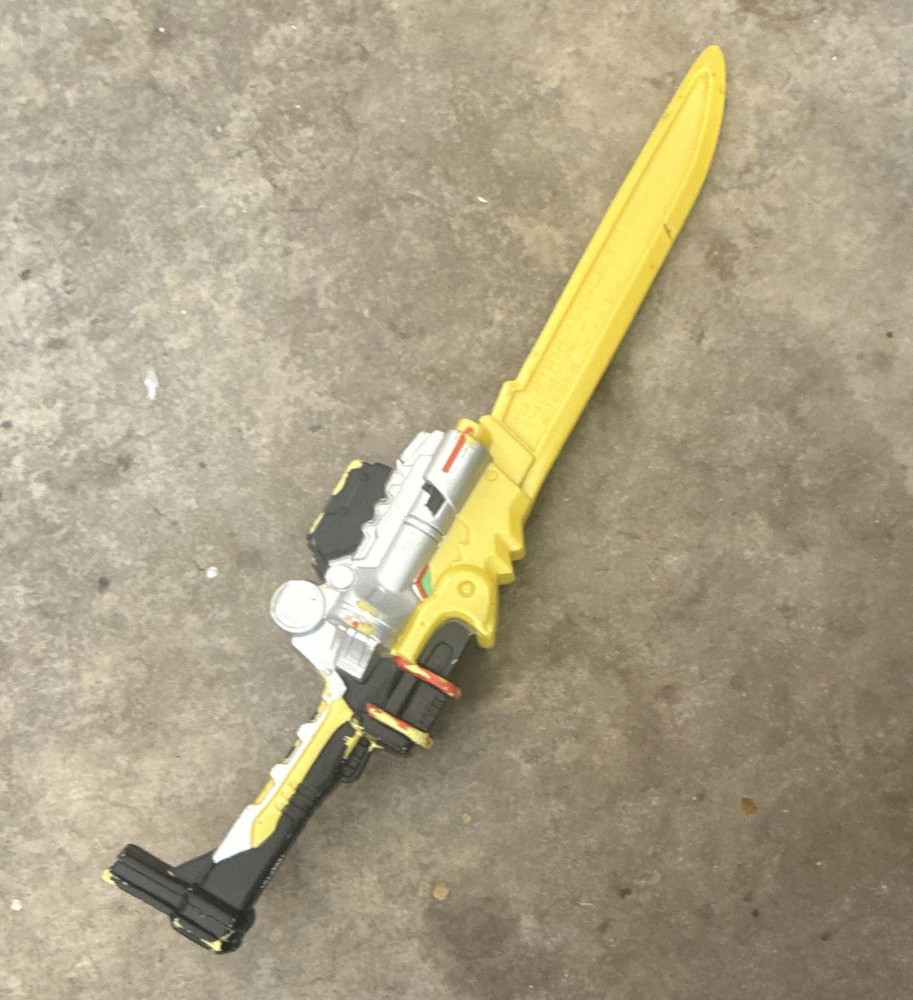Yellow/Silver/Black Plastic Action Figure Sword Accessory with Black Handle
