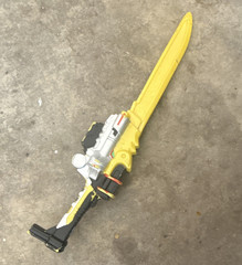 Yellow/Silver/Black Plastic Action Figure Sword Accessory with Black Handle