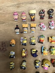 Despicable Me Mineez toy Lot 45 Figures 8 Stands 1 Metal Tin