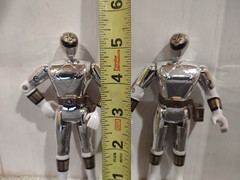 Mighty Morphin Power Rangers Red White Metallic Silver 4 Total Figures Bandai