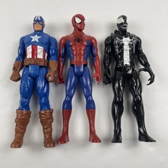 Lot of 3 Hasbro Marvel Action Figures 12” Spider-Man Venom Capt America