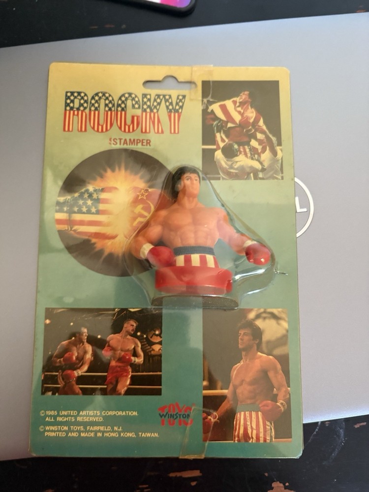 1985 United Artist Winston Toys Rocky Stallone Movie Figurine Ink Stamper rare