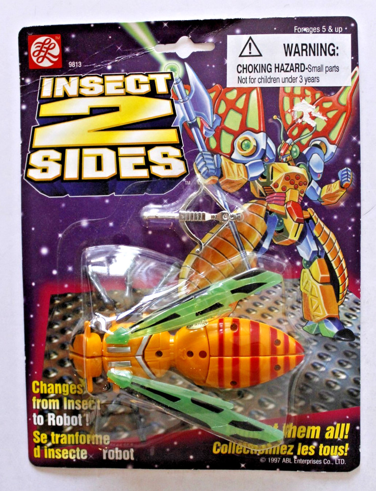 1997 INSECT 2 SIDES “BEE-BOT” TRANSFORMS INSECT TO ROBOT NEW ON CARD