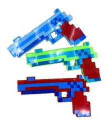 LED Light Up Pixel Toy Gun for Boys and Girls Blue/Red/Green 8 Bit Pistol Toy- 3