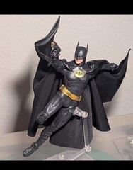 Custom Batman Returns Mcfarlane 1989 Keaton Leather Wired Cape 1/10 NOT fIGURE