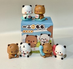 Cute Panda Bear Couple Blind Box 2Pcs Mini Cartoon Figurines Desk Ornament Gift