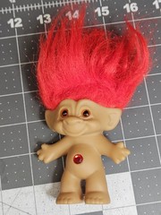 Vintage Ace Novelty Troll Doll Figure Red Hair Belly Gem Made in China 3.5″ Tall