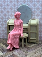 1:24 Scale Dollhouse Figure “Evening Beauty Ritual” 1950s Inspired by Marx