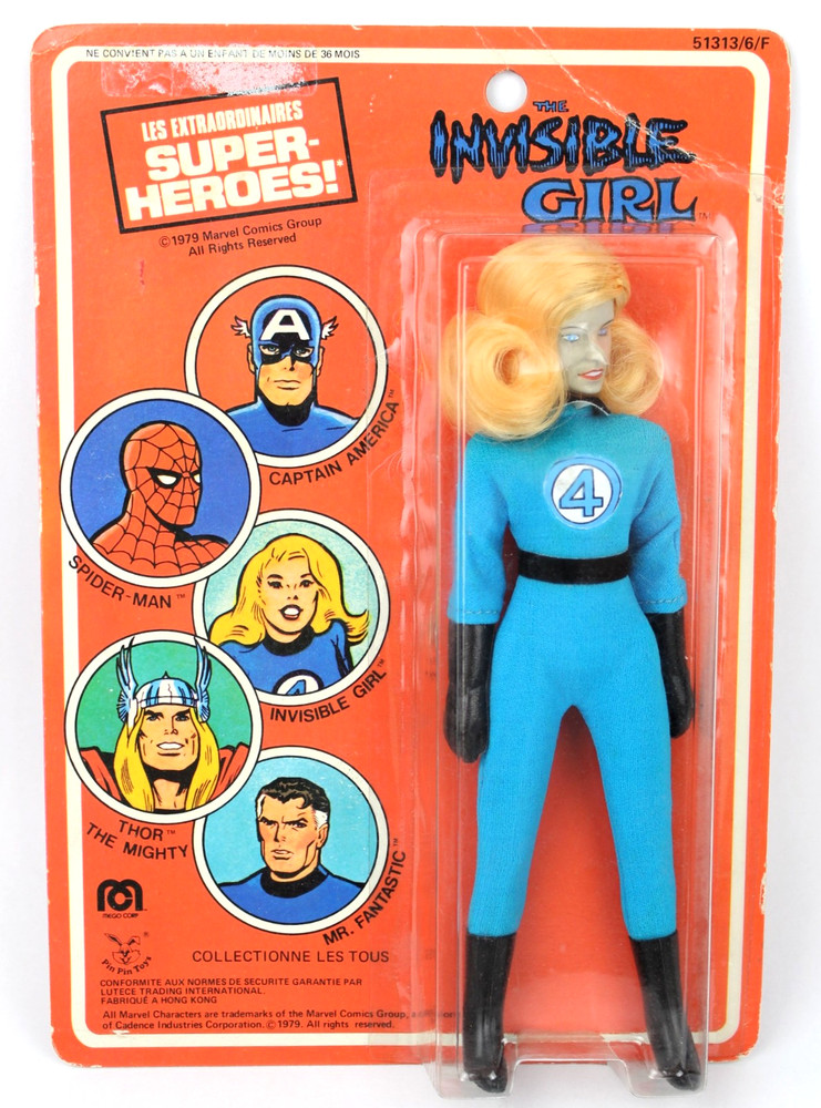 VTG 1979 MEGO WORLD’S GREATEST SUPER HEROES INVISIBLE GIRL FRENCH PIN PIN CARD