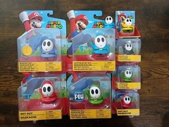 9-PK SHY GUY 4″ + 2.5″ Super Mario Nintendo Black Light Blue Green Red Yellow