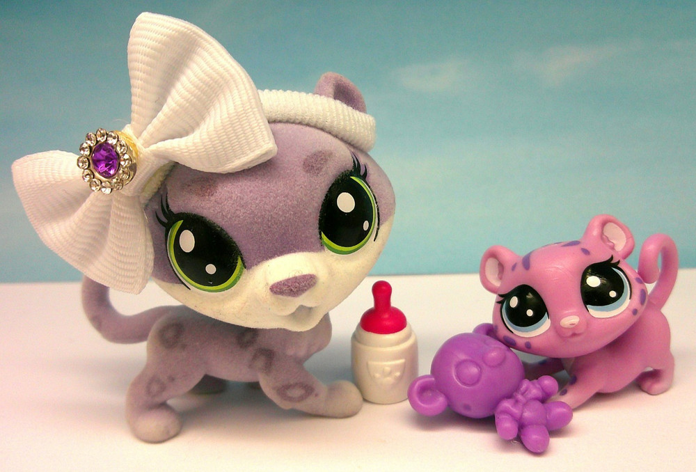LITTLEST PET SHOP #1-169 1-170 LIZZIE & BABY LOLLY SNOWSPOTS SNOW LEOPARD