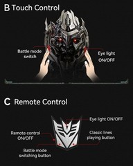 Megatron English Voice-Controlled Wearable 1/1 Helmet With LED Eye Halloween 1PC