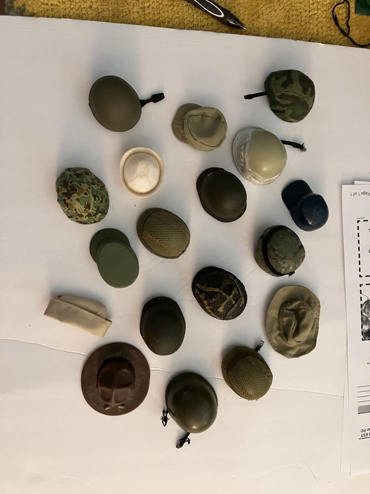 1/6 Scale Military Helmet Cap Hat Cover Plastic Fabric Large Lot of 18