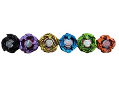Beyblade Lot Of 6 Metal And Plastic Black Blue Purple Green Orange Gold Spinners