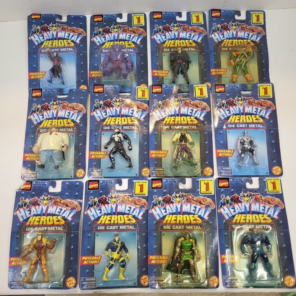 Marvel Comics Heavy Metal Heroes Die Cast Metal Figures 1997 LOT OF 12!