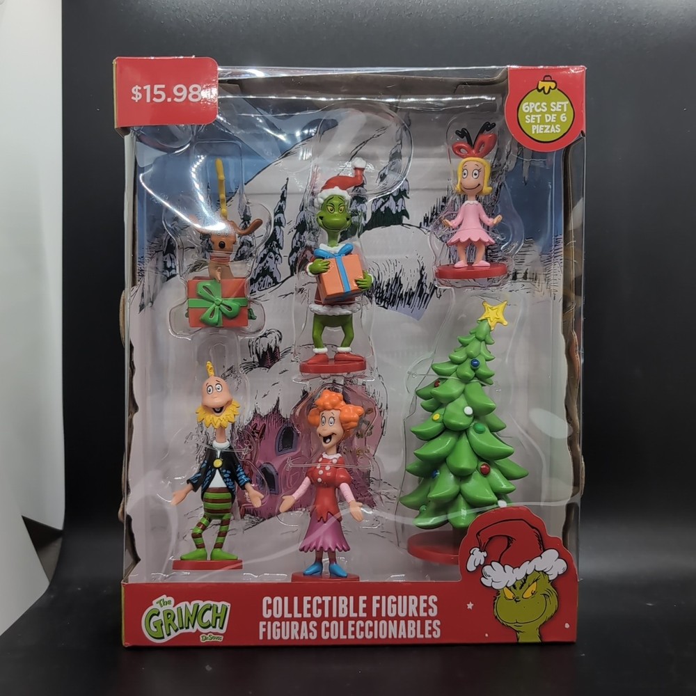 NEW, Dr. Seuss How The Grinch Stole Christmas 6 Collectible Figures Set