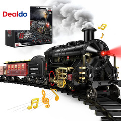Train Set – Alloy Train Toys for Boys W/Glowing Carriage,Toy Train W/Smokes, Lig