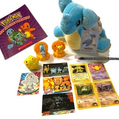 Pokemon Mixed Lot of 14 Items: Figures, Cards, Lapras Plush, VTG Pencil, Book