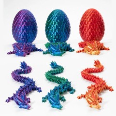 Easter Gift 3D Printed Dragon w/Egg Crystal Dragon Fidget Toys Full Articulated
