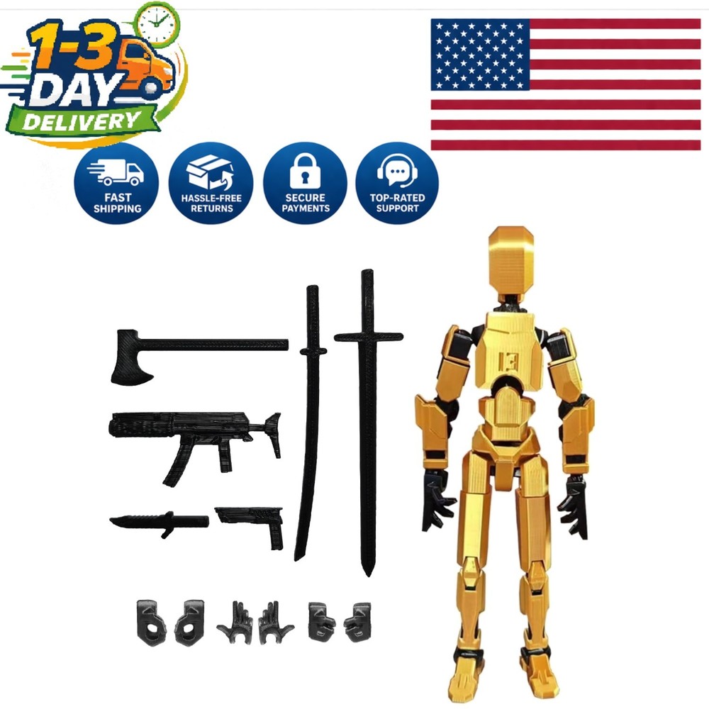 Ready to Play T13 Action Figure – Unique 3D Printed Collectible with Accessories