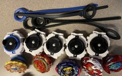 Beyblades, assorted, everything pictured is included