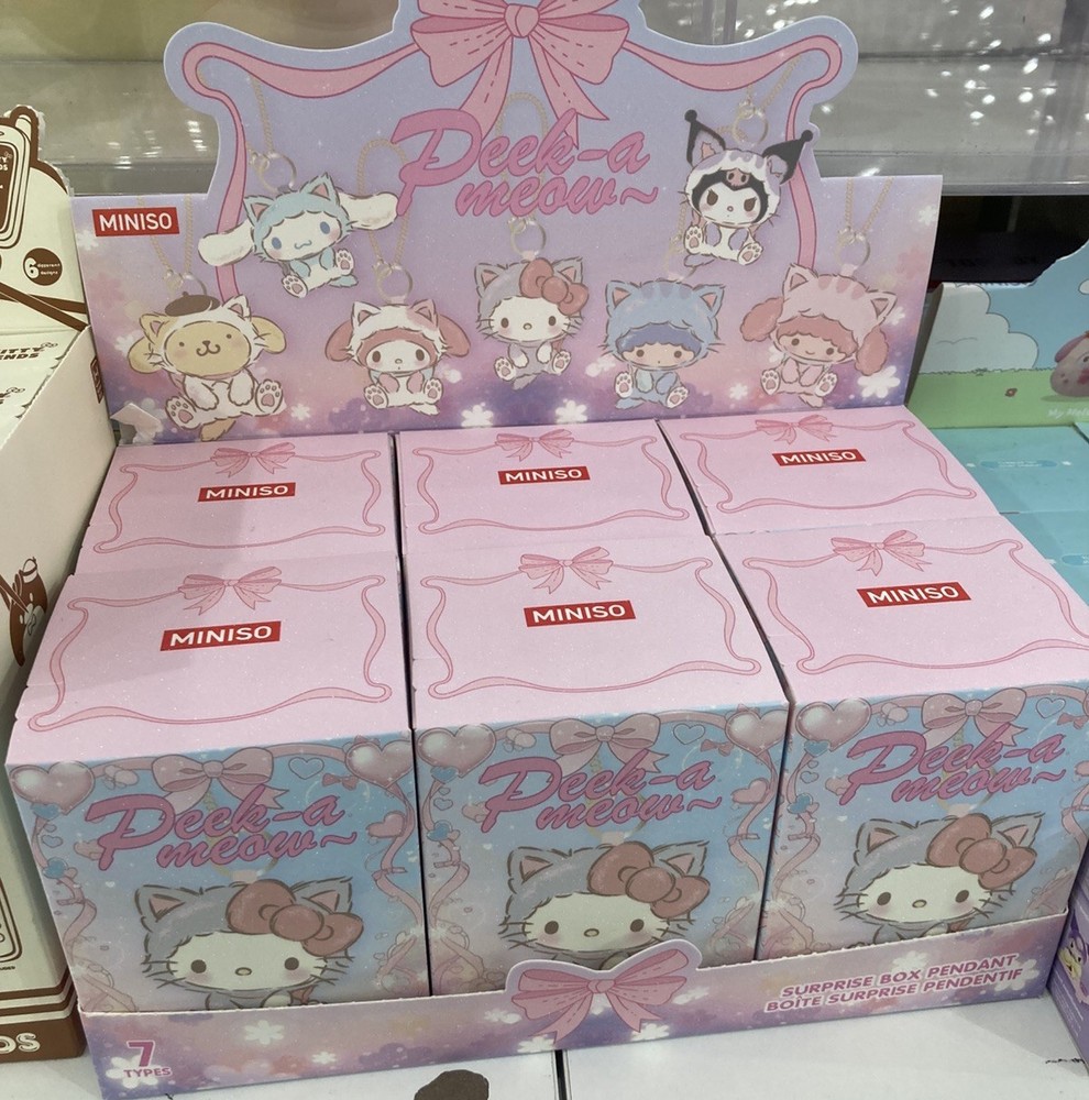 MINISO Sanrio Peek-a-Meow Plush Pendant Blind Box