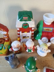 Little People CHRISTMAS VILLAGE Santa Mrs Claus Elf Boy & Reindeer Lot