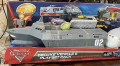 DISNEY CARS 2 ACTION AGENTS 3 PLAYSETS: BATTLE STATION, CRABBY BOAT, & SPY TRAIN