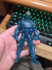 Vintage Translucent Blue Plastic Action Figure w Removable Armor Unbranded 5.5″