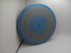 Retro Original Tron style identity disk full size (power-up) Grey/Blue ID Disc