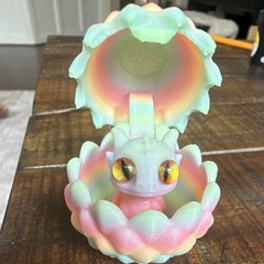 Multicolor Fantasy Dragon Figurine in Egg Shell Case, Plastic