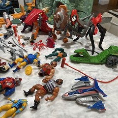 MOTU He Man Huge Lot Gray Skull Castle Weapons 18 Figures Mantisaur Stridor