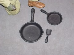 1/6 scale resin cast- “cast-iron” Frying pan set for Ultimate Soldier or GI Joe